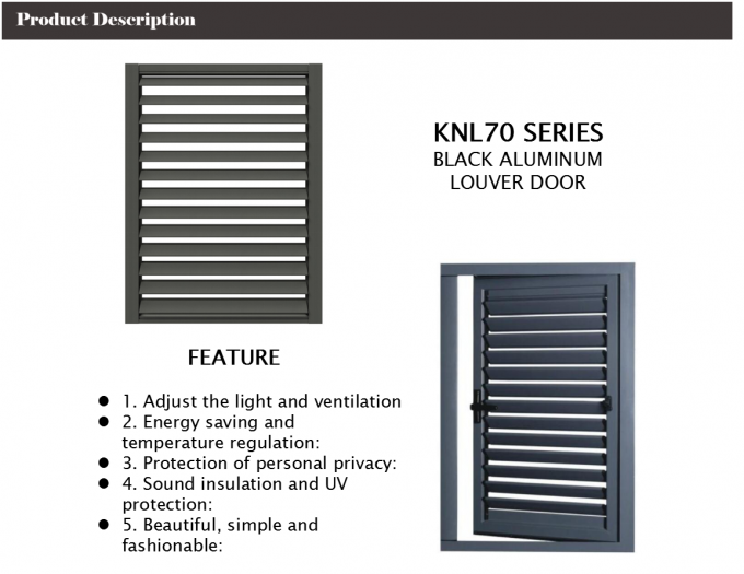 Soundproof Fiberglass Louvered Doors , Grey Aluminium Door With Louvers