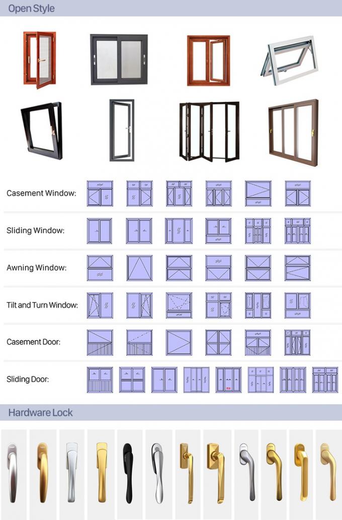 Powder Coating Aluminium Swing Window 2.3mm-2.5mm Profile Thickness 3