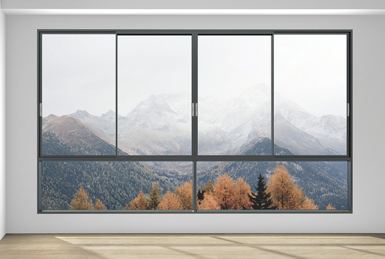Two Three Track Narrow Sliding Window European Style Double Tempered Glazing