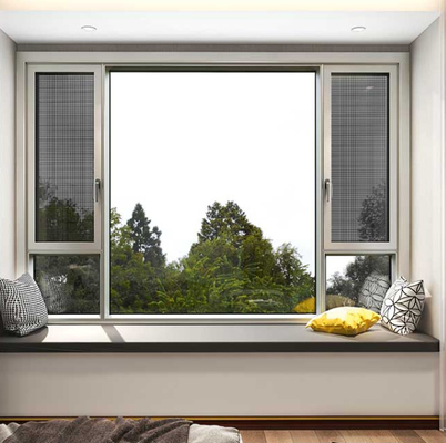 Custom Two Side Aluminium Casement Window With Guardrail And Screen Mesh Deep Grey