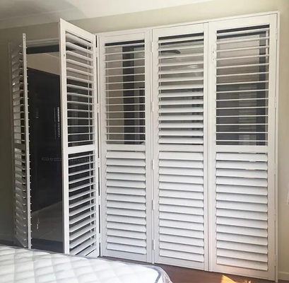 White Color Surface Glass Louver Doors Aluminium Frame French Doors