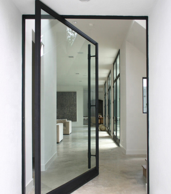 1.5mm - 2.0mm Matt Black Aluminum Pivot Front Door Low E Glass Acrylic Strips Doors