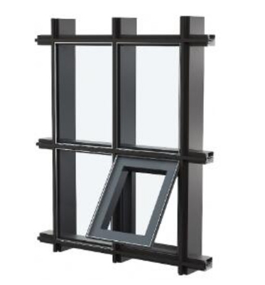 Double Tempered Aluminium Glass Curtain Wall Anodizing Black Frame