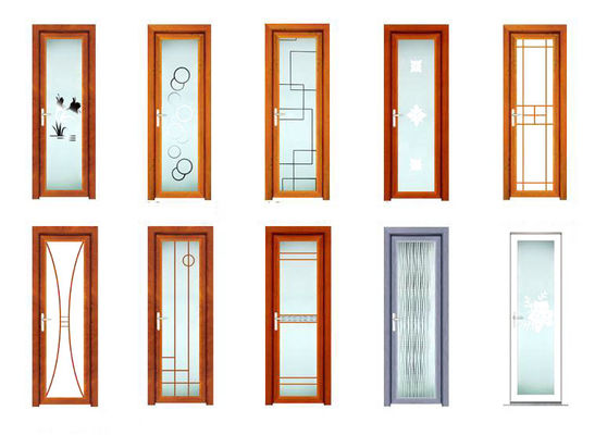 Single Hinged Glass Aluminum Bathroom Doors Vertical Casement Hollow Glass