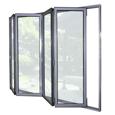 Four Sashs Aluminum Folding Windows Vertical Reflective Glazed Anodizing
