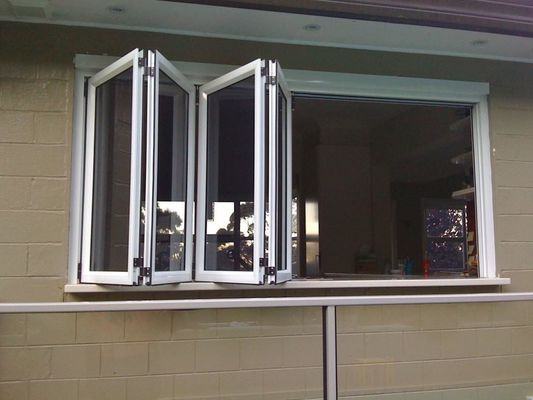 Four Sashs Aluminum Folding Windows Vertical Reflective Glazed Anodizing