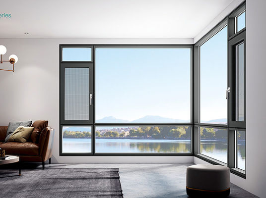 Black Anodized Aluminum Windows , Inswing Outswing Corner Casement Window