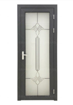 Black Walnut Aluminium Fabrication Bathroom Doors Frosted Glass Powder Coated