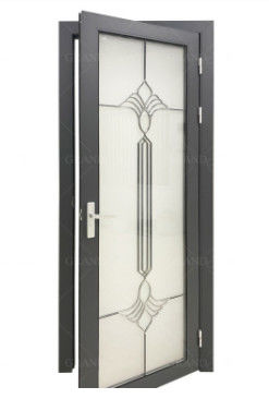 Black Walnut Aluminium Fabrication Bathroom Doors Frosted Glass Powder Coated
