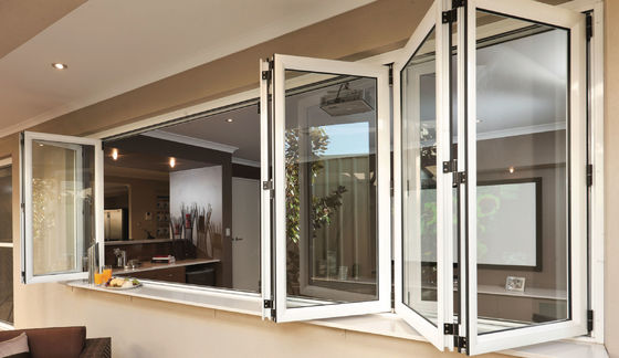 Energy Saving Aluminium Bifold Windows Clear Tempered Glass 5mm-12mm Thickness