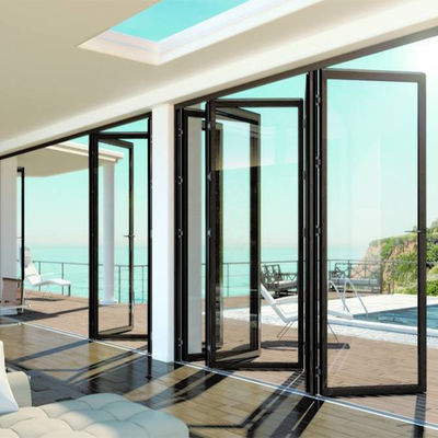 Thermal Break aluminium glass folding doors Vertical Anodized Powder Coated