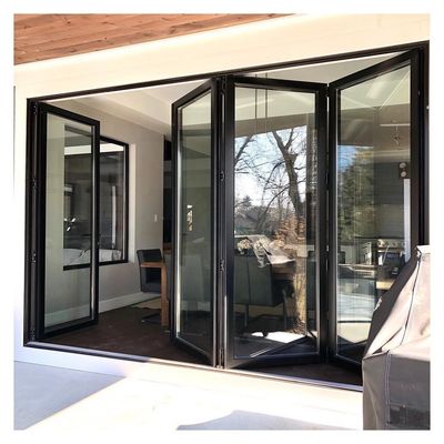 Thermal Break aluminium glass folding doors Vertical Anodized Powder Coated