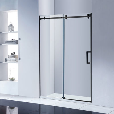 Extruded Aluminum Bathroom Doors , Vertical Waterproof Sliding Door Tinted Glass