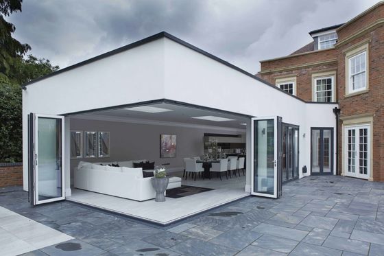 Corner Folding 3m Aluminium Bifold Doors Insulating Glazed Ultra Silver
