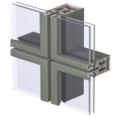 Open Frame Aluminium Curtain Wall, Curtain Glass Window Anodizing Black Frame