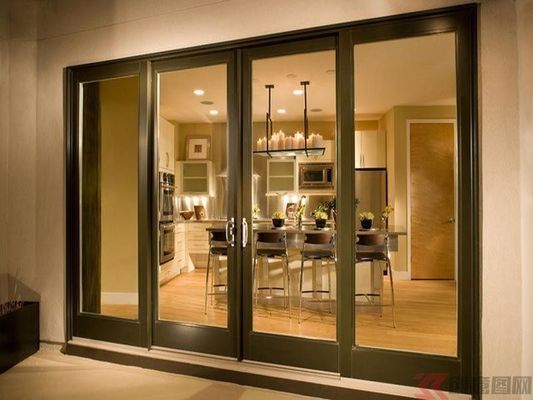 Golden Surface Aluminum Sliding Doors , Large Aluminium Sliding Doors ISO14001