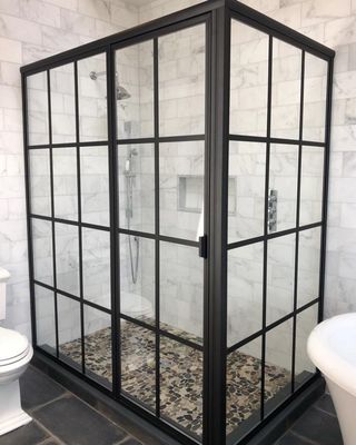 Clear Anodized Aluminium Shower Sliding Doors Interior Frosted Glass