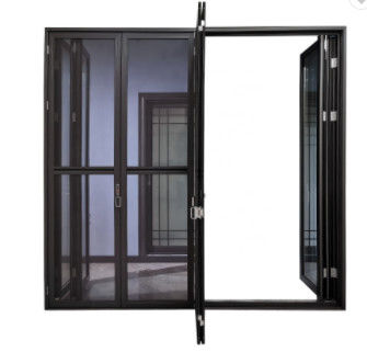 Soundproof Black Aluminium Bifold Doors , Aluminum Mosquito Net Door