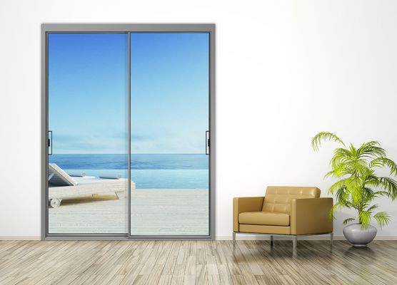Narrow Frame Interior Aluminum Sliding Doors Glass Black ISO14001 For Terrace