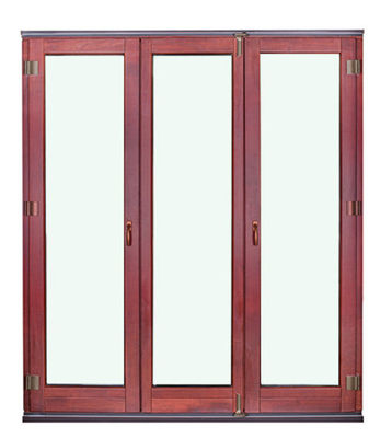 Wood Grain Frame Aluminum Folding Windows Double Laminated Glazed  ISO14001