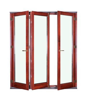 Wood Grain Frame Aluminum Folding Windows Double Laminated Glazed  ISO14001