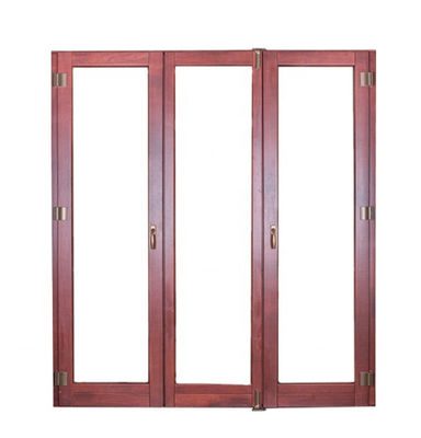 Wood Grain Frame Aluminum Folding Windows Double Laminated Glazed  ISO14001