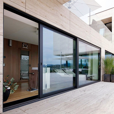 Residential Exterior Insulated Aluminum Sliding Glass Door Matt Black