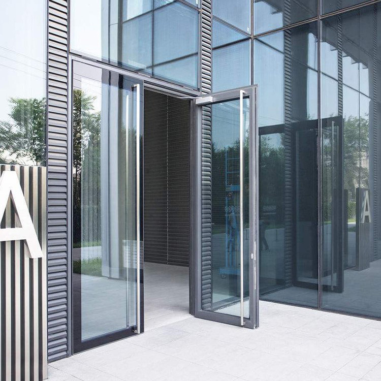 Reflective Double Glass Aluminium Swing Door Aluminium Spring Doors for