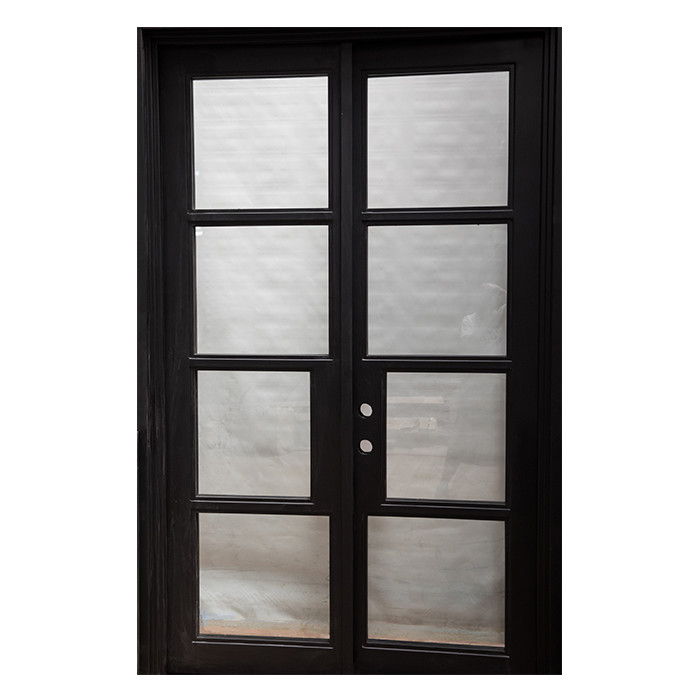 ODM Patio Black Aluminium Frame Glass Door With Grids One Side Fixed Or