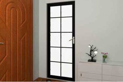 Single Hinged Glass Aluminum Bathroom Doors Vertical Casement Hollow Glass