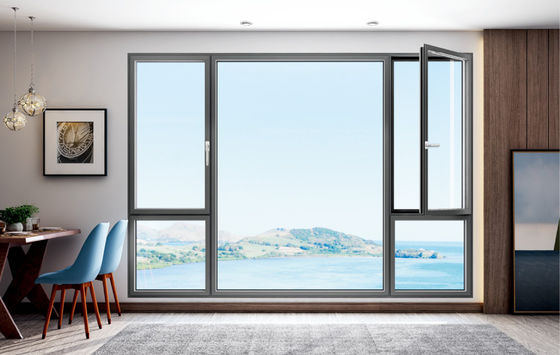 Heat Insulation Aluminium Casement Windows Internal Open Glass 12mm Thickness