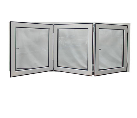 White Anodized Aluminum Folding Windows One Fixed Two Folding With Crimsafe Mesh