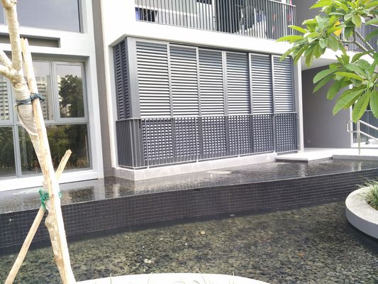Fireproof Aluminium Louver Doors , Frosted Glass Balcony Screen Door