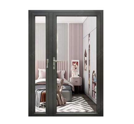 Customized Soundproof Aluminum Glass Swing Door Clear Tempered Glazed