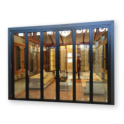 Aluminum Glass Exterior Bi-Fold Door For Patio Black Color