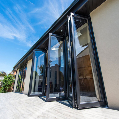 Aluminum Glass Exterior Bi-Fold Door For Patio Black Color